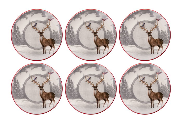 Hermia Juego de Platos de Servicio Navideños Multicolor (6 piezas) de Cerámica Hermia Juego de Platos de Servicio Navideños Multicolor (6 piezas) de Cerámica